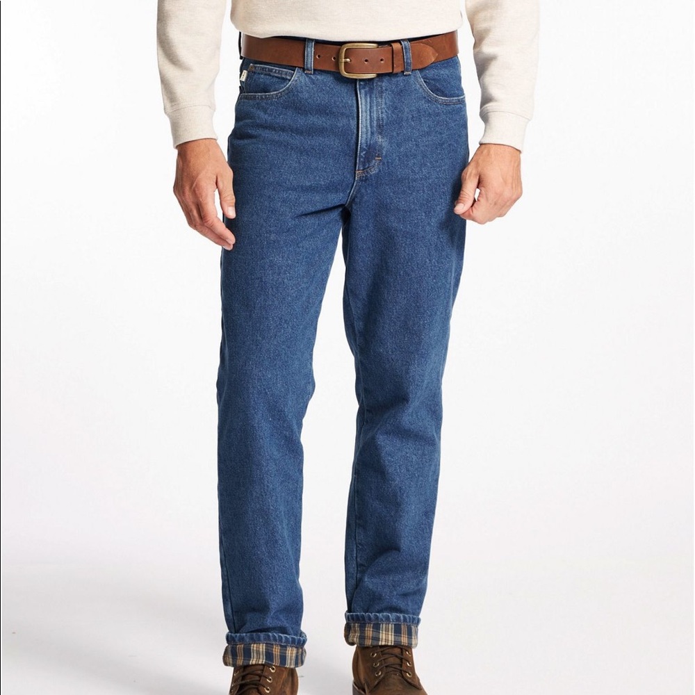 LL Bean Double L Classic Fit Jeans 100% Cotton Flannel Lining Retro Style